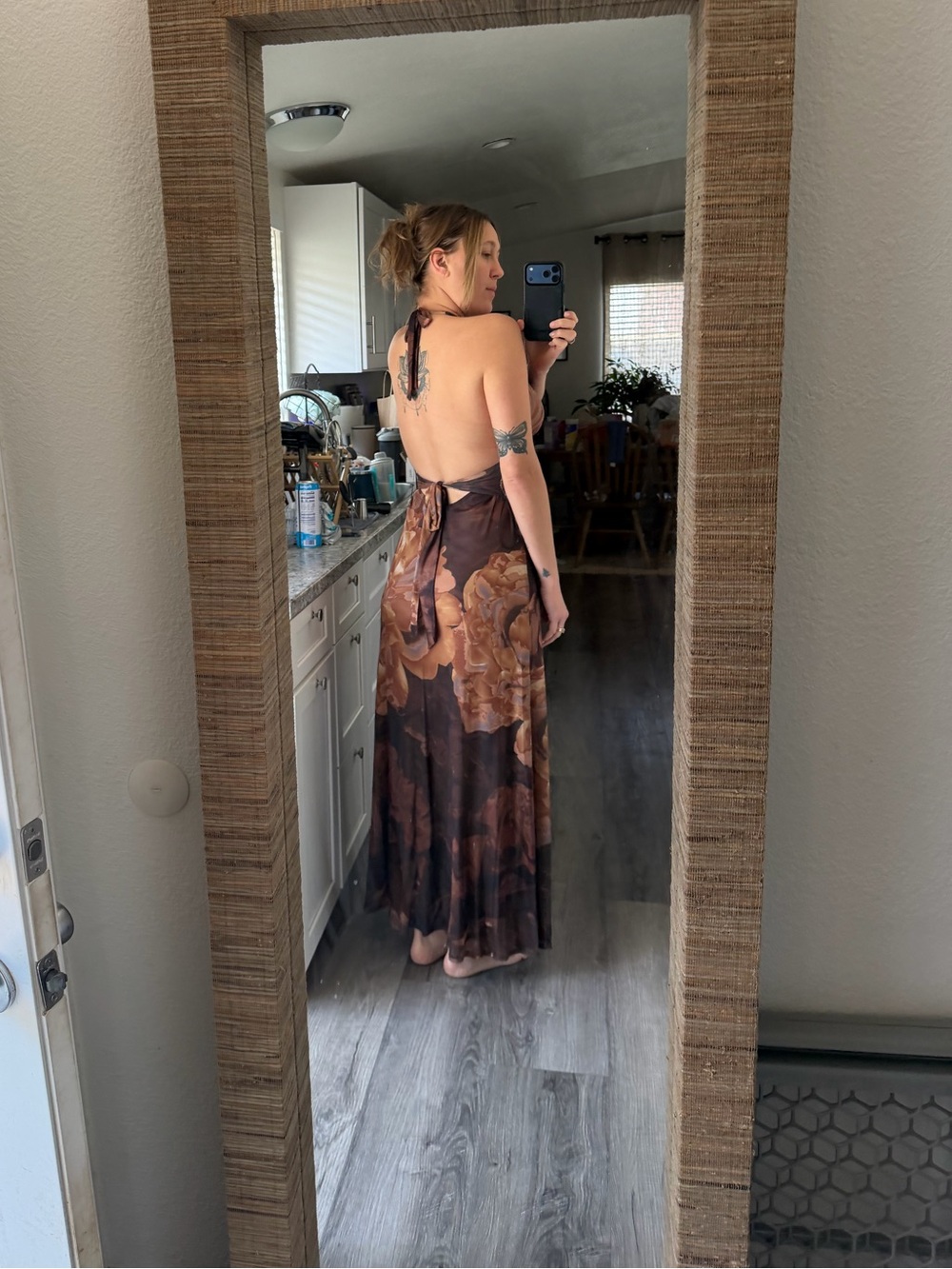 12th Tribe Rosalia Mocha Mesh Maxi Dress Size XL - Picture 5 of 7